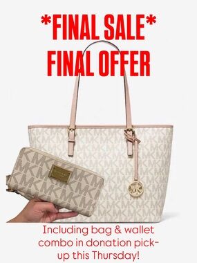 Michael Kors Jet Set medium signature Logo Tote WITH matching wallet & dust bag